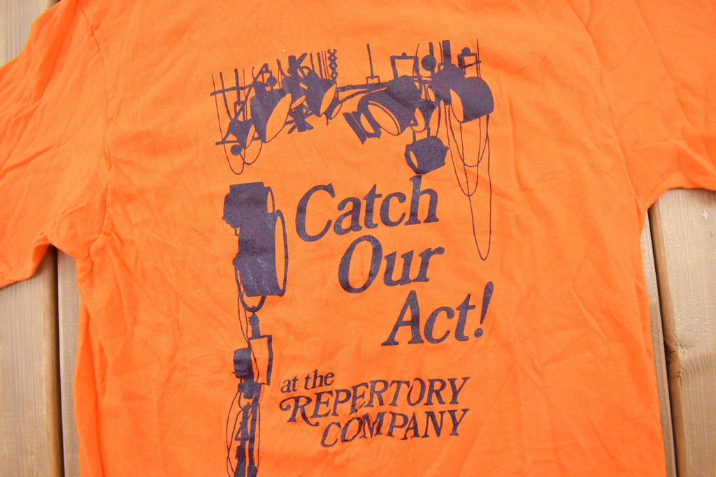 Vintage 1970s Catch Our Act At The Repertory Single Stitch Graphic T-Shirt Made In USA