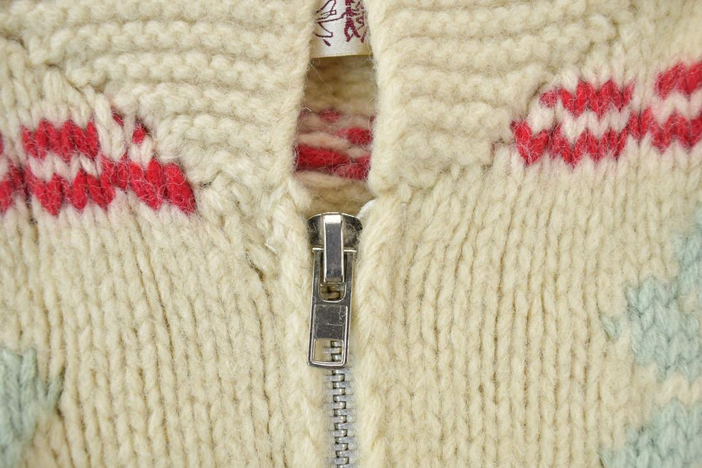 Vintage 1970s Golden Keel 100% Wool Full Zip Knit Christmas Sweater