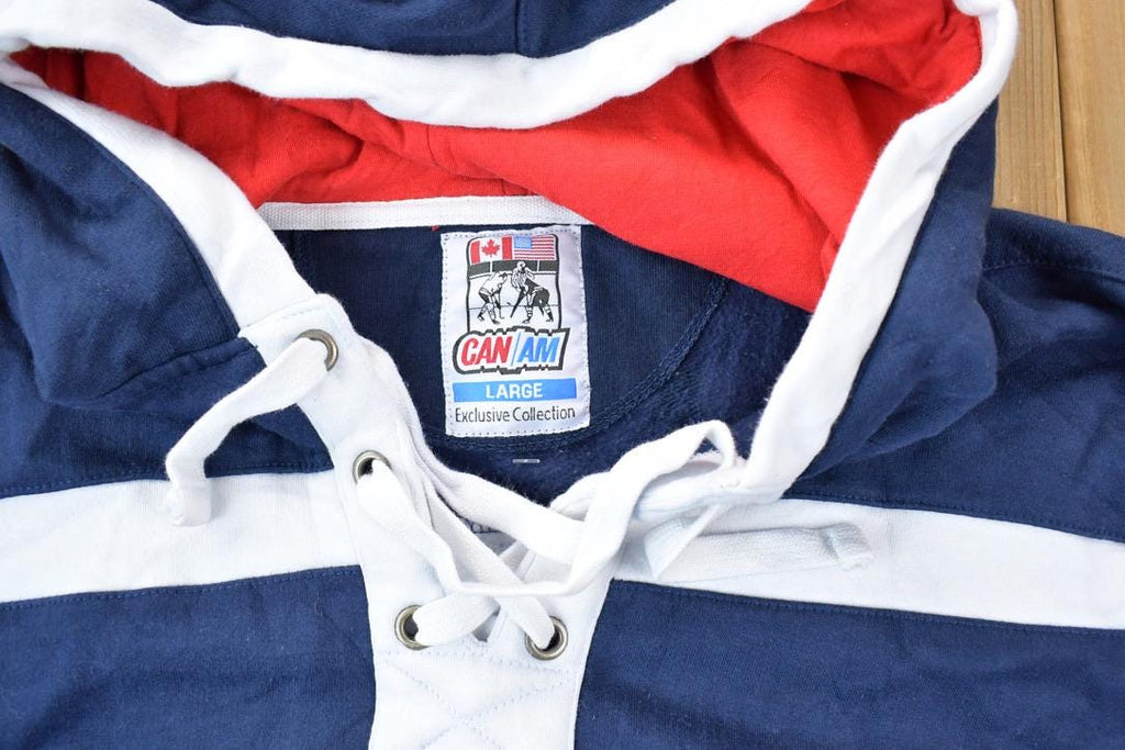 Vintage 1990s NHL Can Am Hockey Hooded Sweatshirt