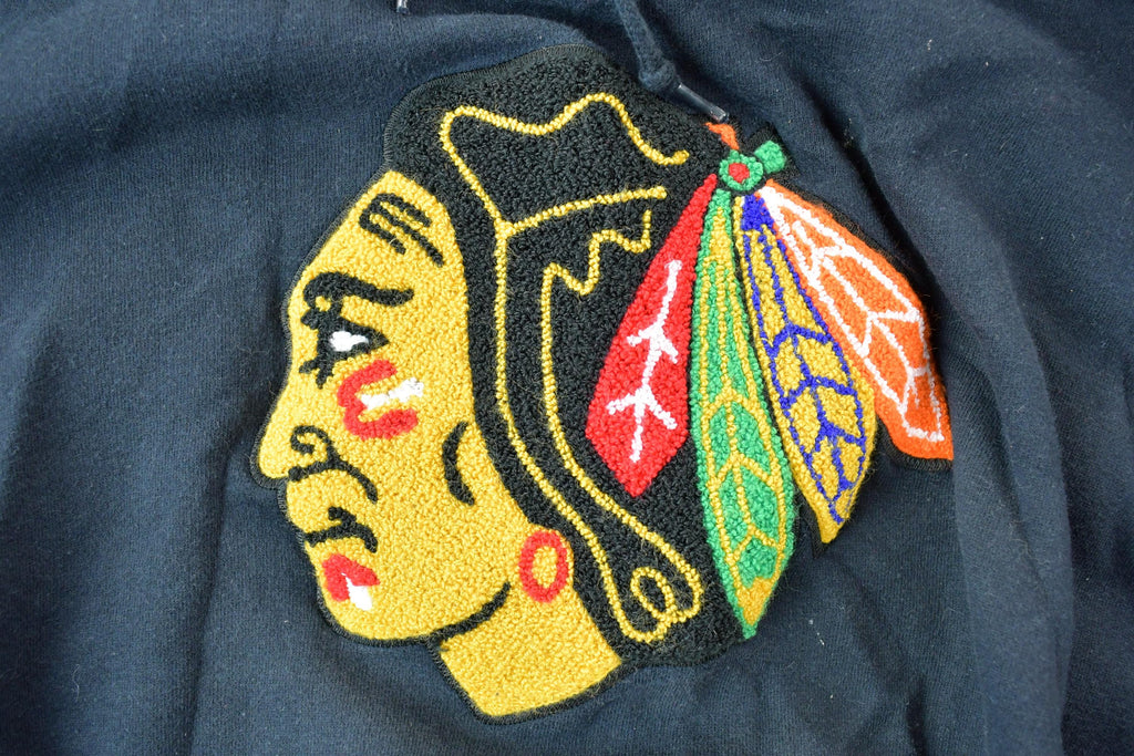 Vintage 1990s Chicago Blackhawks Majestic NHL Hockey Hoodie Sweatshirt