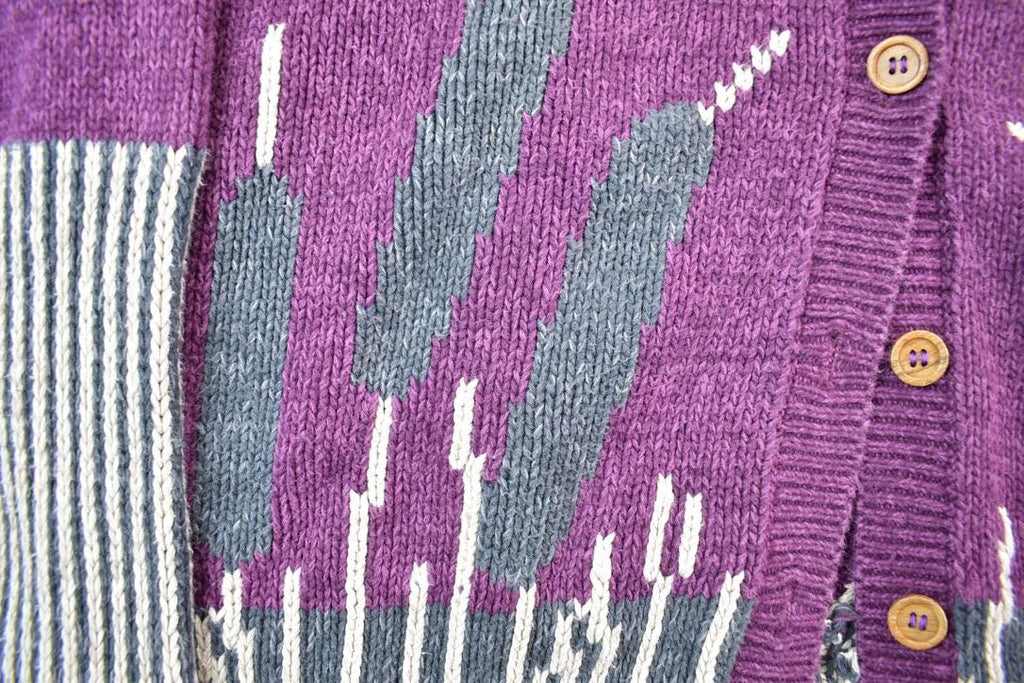 Vintage 1990s Loon Moon Logo Knit Full Button Down Sweater