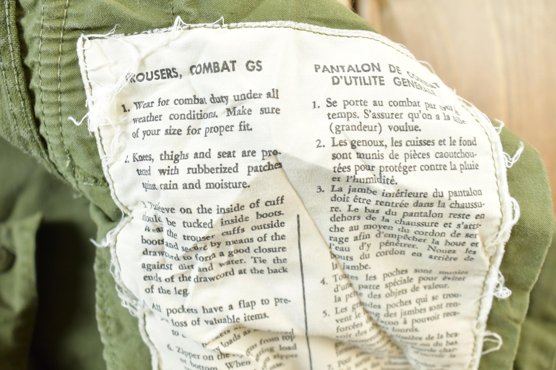 Vintage 1967 OG 107 GS Quarpel Combat Pants Size 35.1 x 39