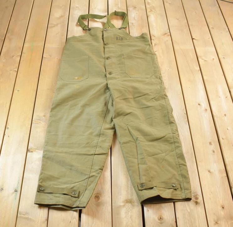 Vintage 1940s USN Deck Bib Overalls WWII