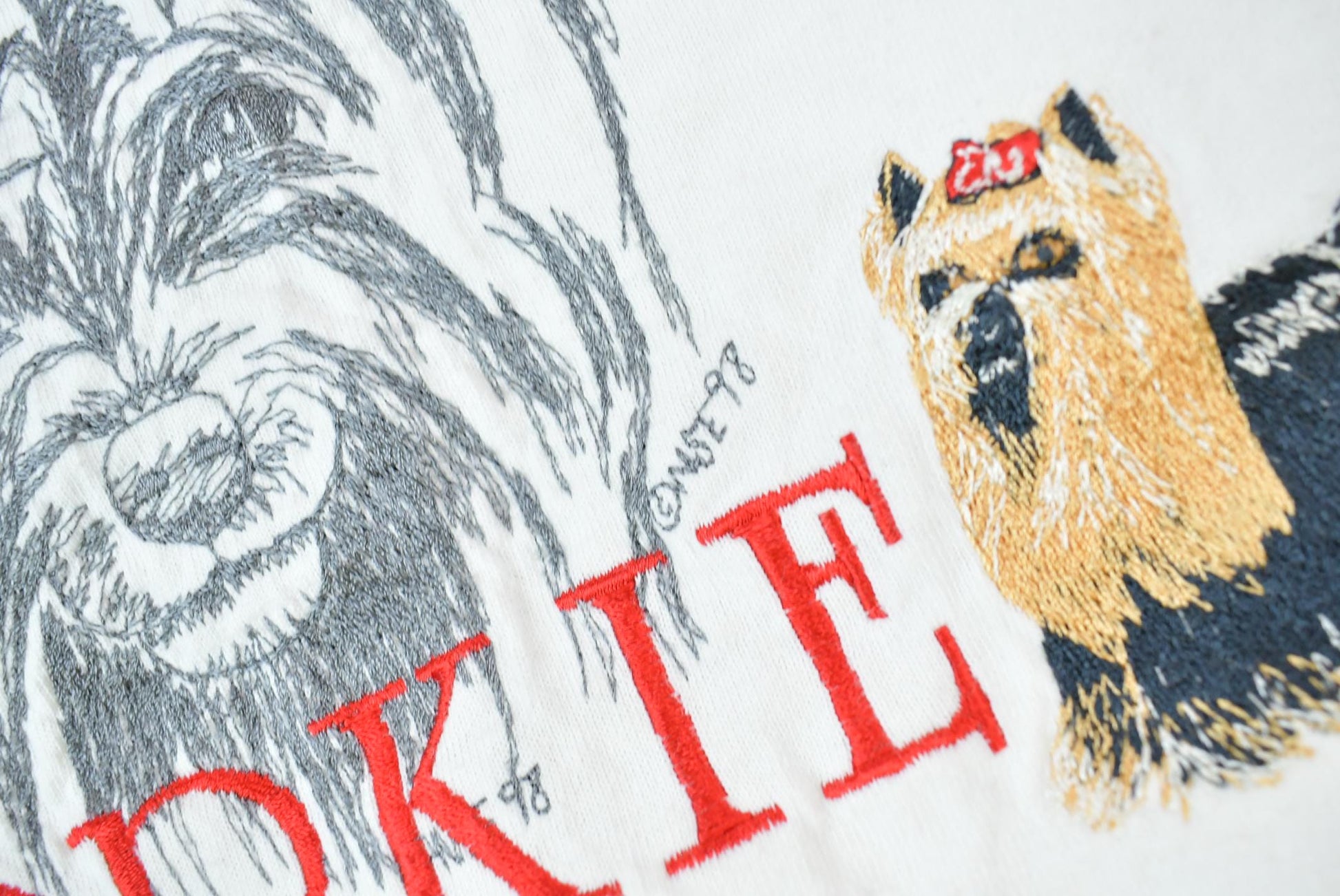Vintage Y2K Yorkie Embroidered Graphic T-Shirt