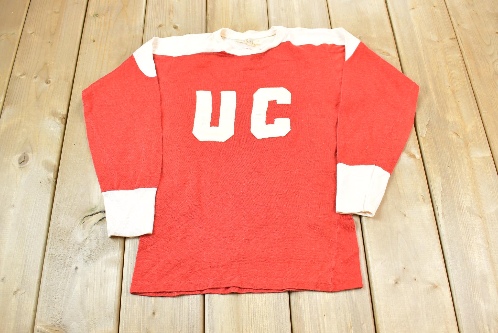 Vintage 1950s Rayoshene Embroidered Youth Hockey Jersey Shirt Size 14Yr (XS) Made In Canada