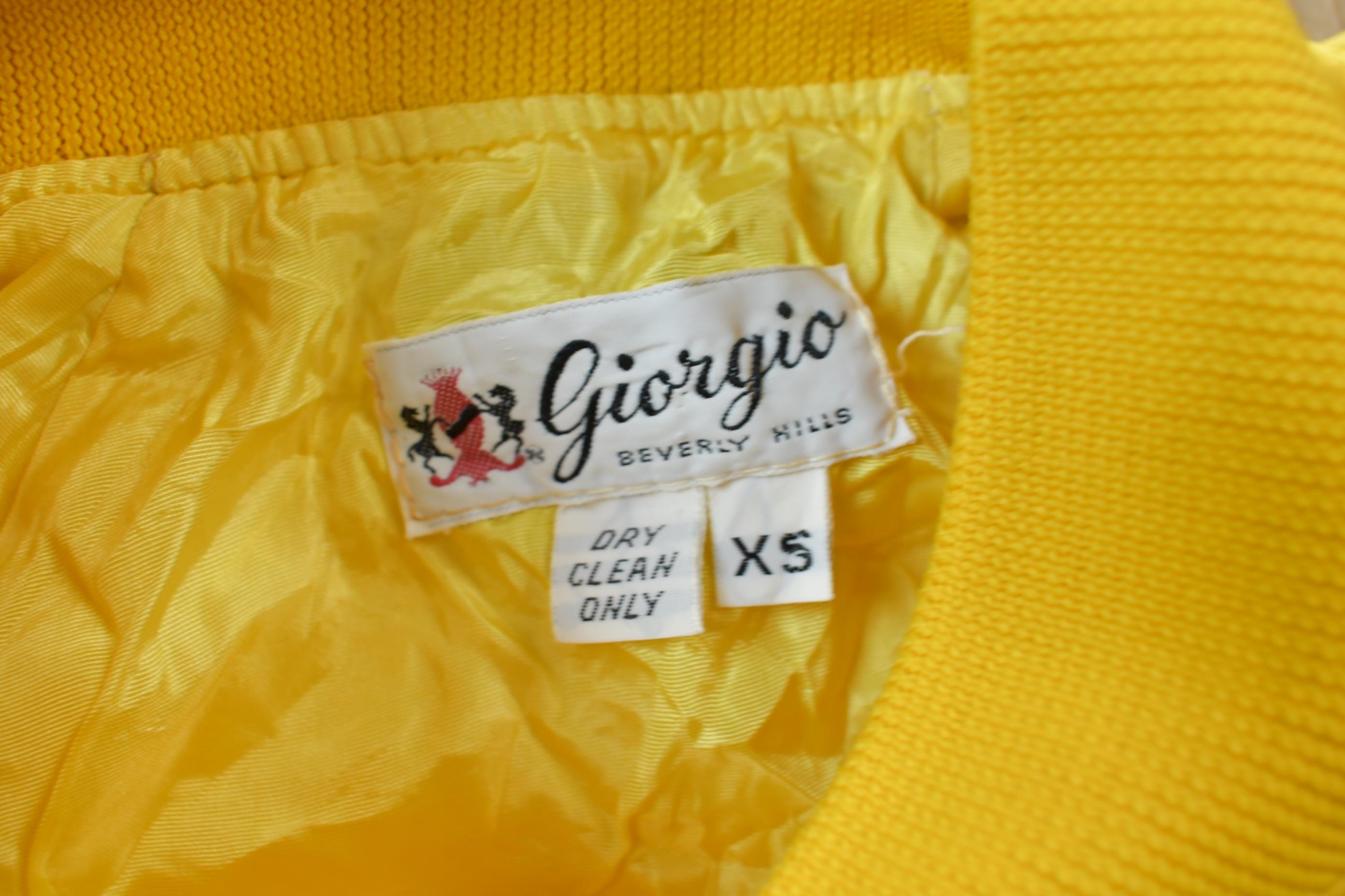 Vintage 1970s Giorgio Beverly Hills Snap Button Yellow Satin Jacket