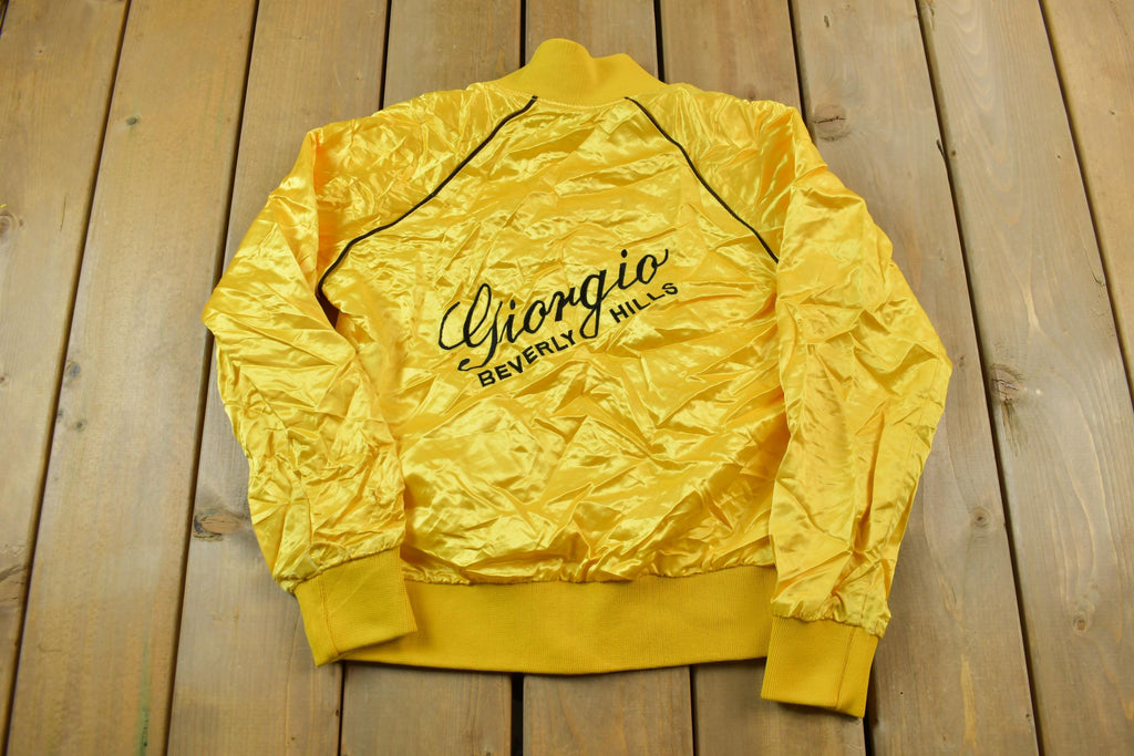 Vintage 1970s Giorgio Beverly Hills Snap Button Yellow Satin Jacket