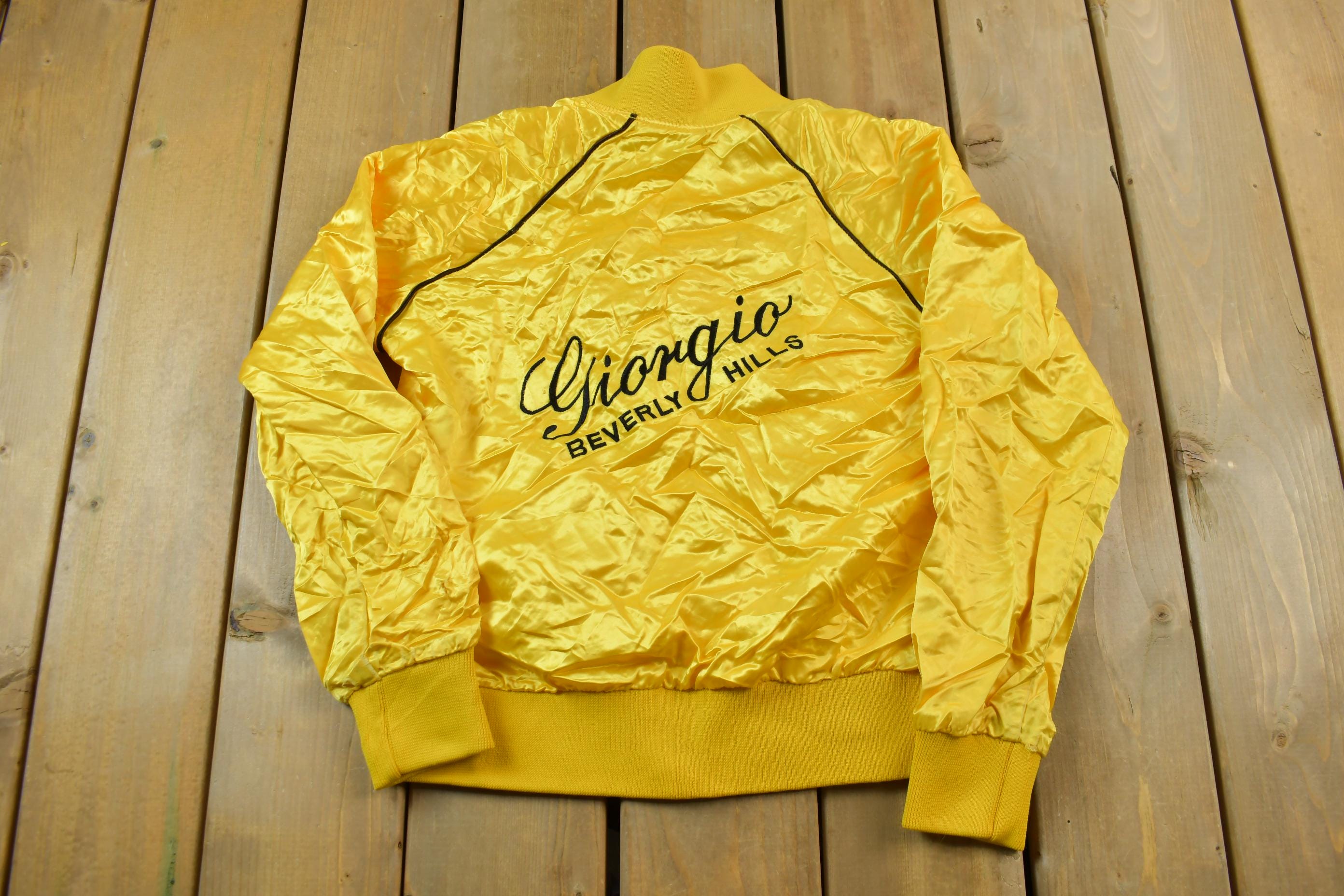Vintage 1970s Giorgio Beverly Hills Snap Button Yellow Satin Jacket
