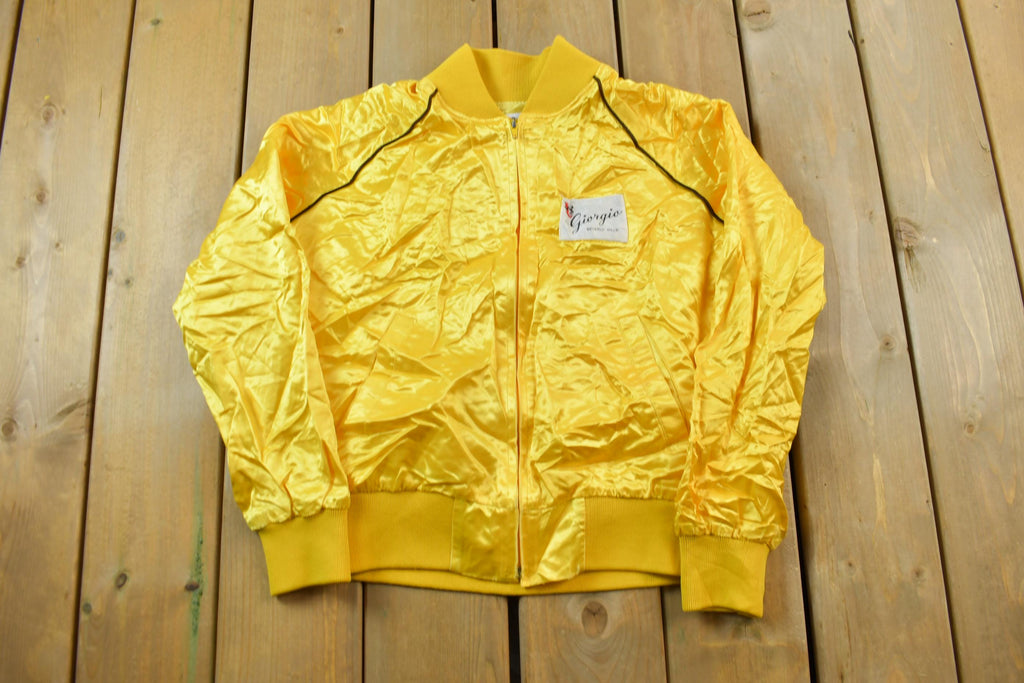 Vintage 1970s Giorgio Beverly Hills Snap Button Yellow Satin Jacket