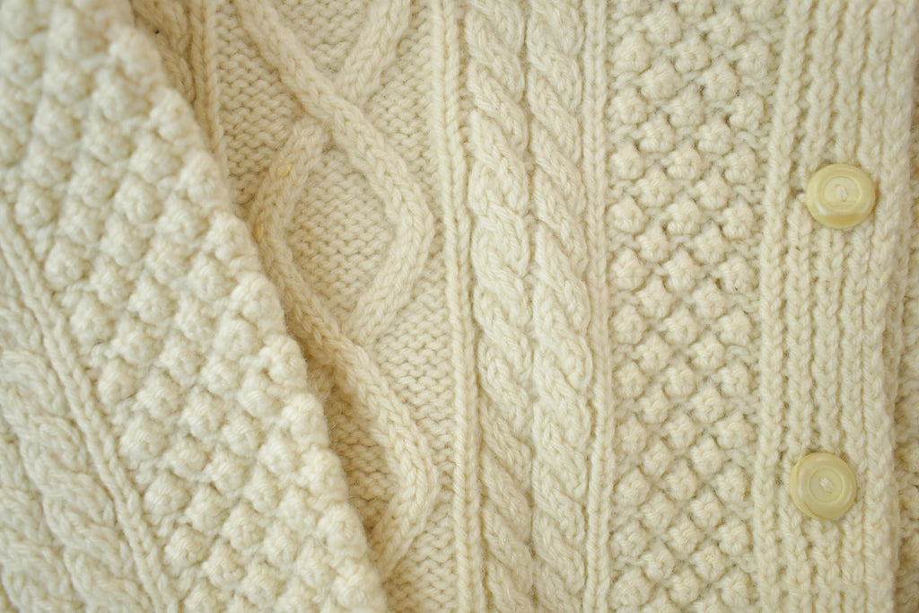 Vintage 1970s Kennedy Of Ardara Hand Knit Irish Wool 3D Colored Cable Knit Crewneck Sweater