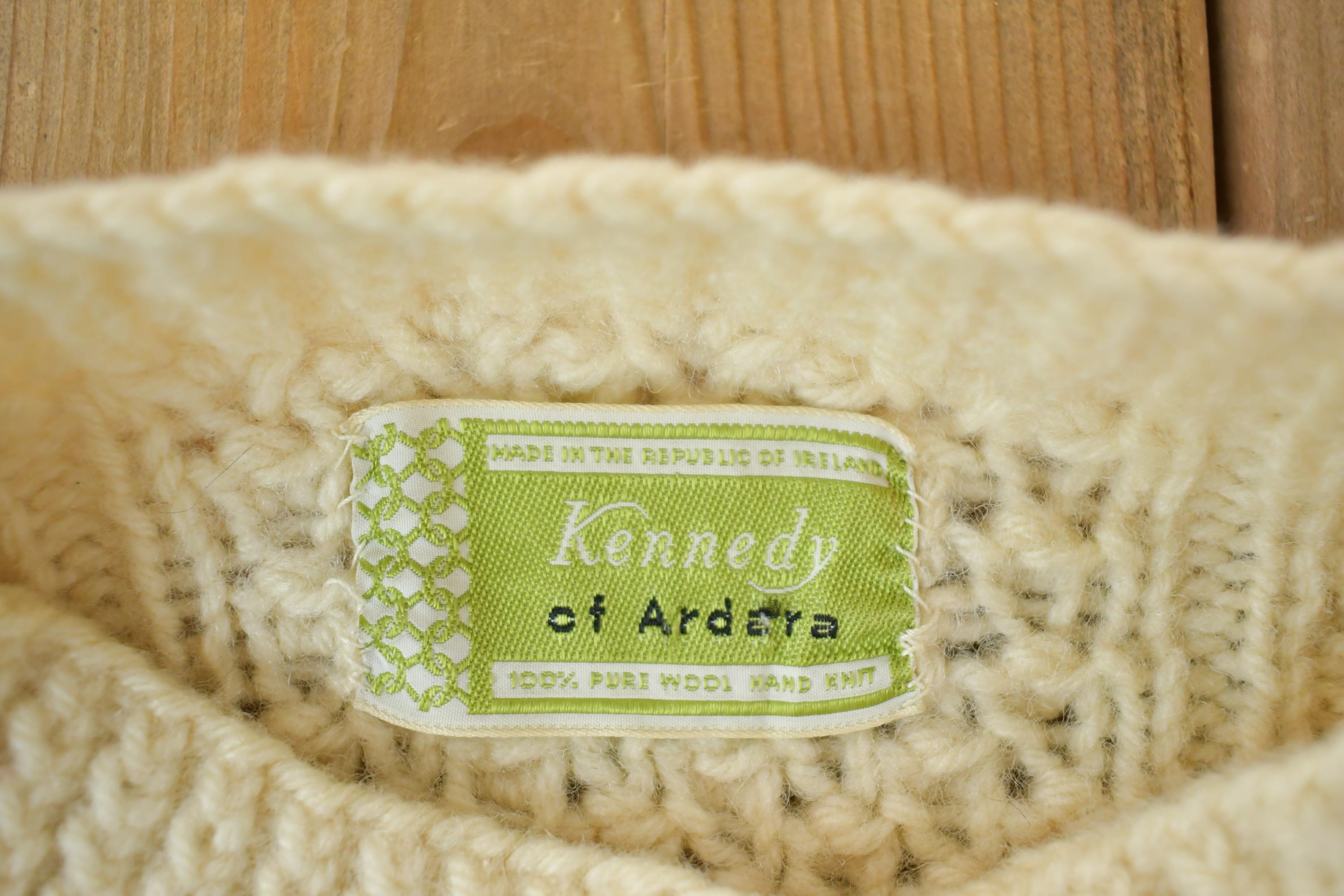 Vintage 1970s Kennedy Of Ardara Hand Knit Irish Wool 3D Colored Cable Knit Crewneck Sweater