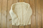 Vintage 1970s Kennedy Of Ardara Hand Knit Irish Wool 3D Colored Cable Knit Crewneck Sweater