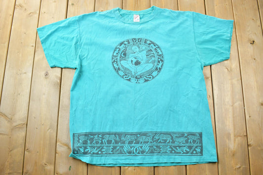 Vintage 1990s Bless Our Earth Goddess Graphic Mayan T-Shirt