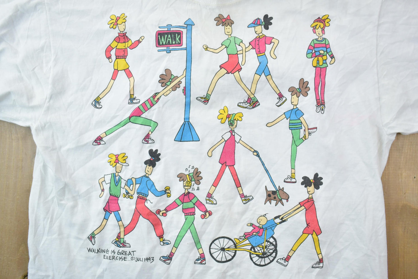 Vintage 1993 Juli walking Is Great Exercise Graphic T-Shirt