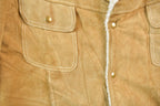 Vintage 1970s Genuine Leather Faux Fur Lined Beige Coat