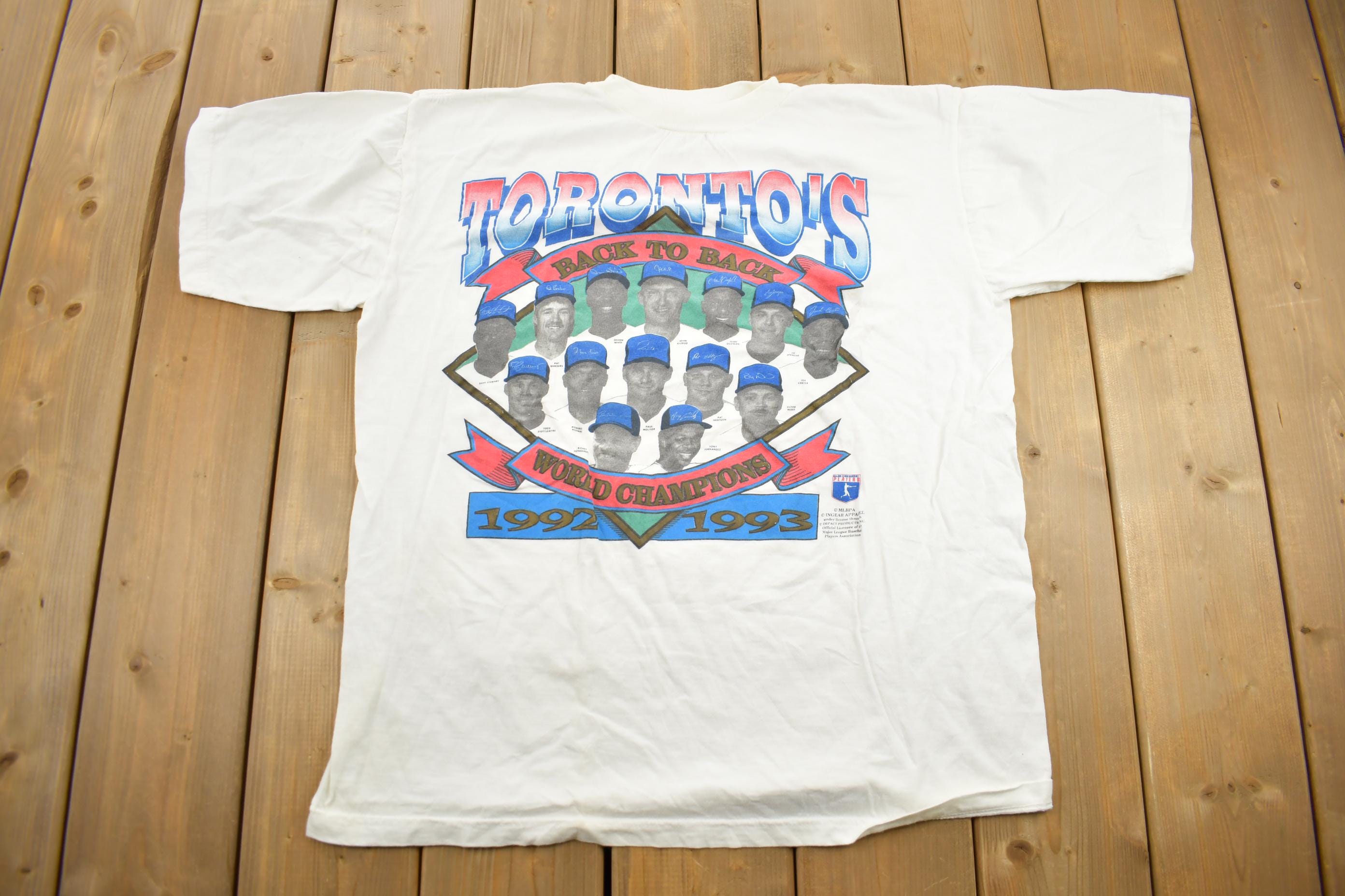 Vintage 1993 Toronto Blue Jays MLB World Series Back To Back Champions T-shirt