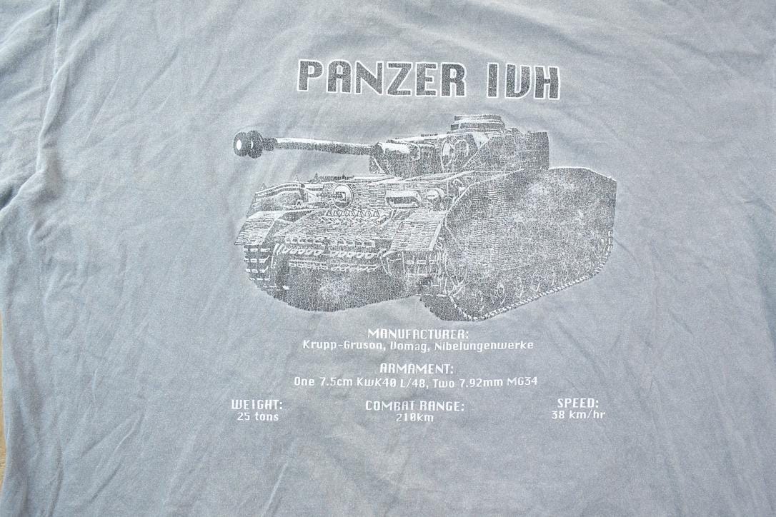 Vintage 1990s Panzer IVH Tank War Graphic T-Shirt