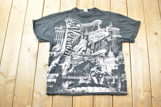 Vintage 1990s All Over Print Las Vegas Graphic T-Shirt