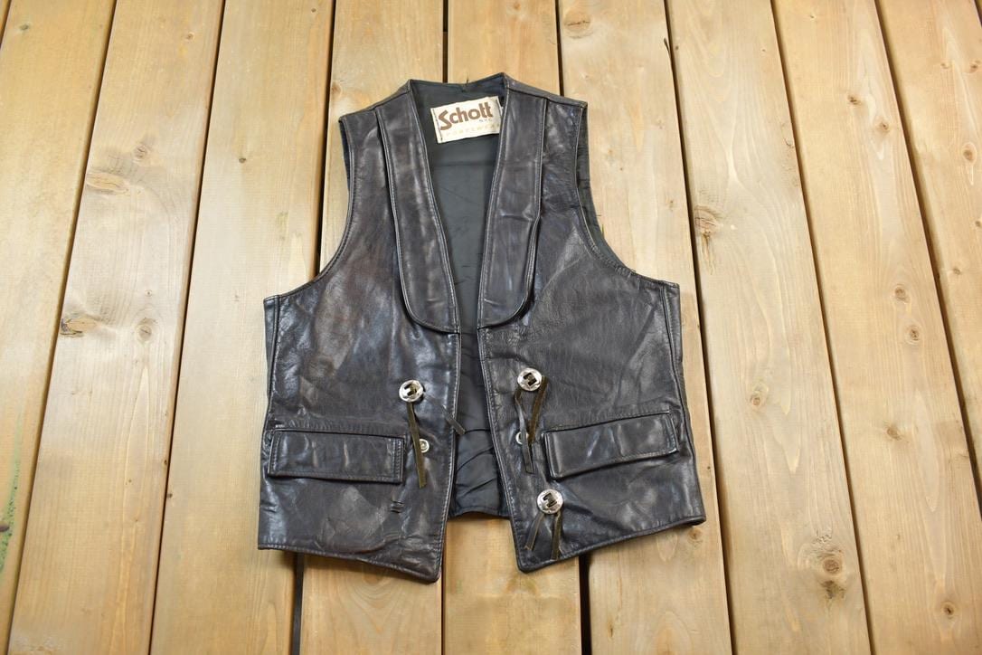 Vintage 1980s Schott Sportswear NYC Leather Vest