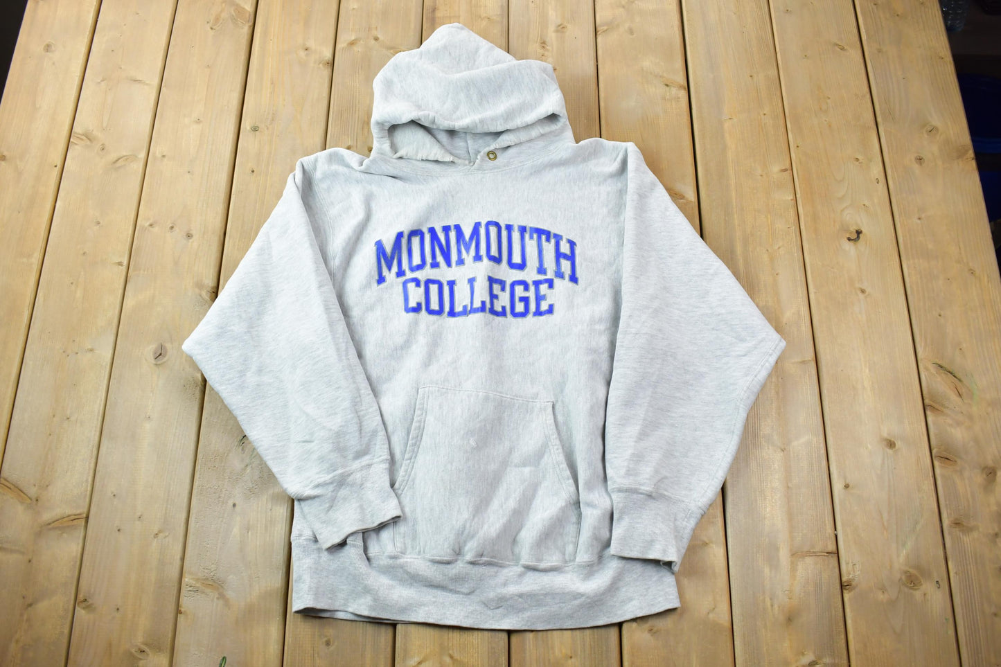 Vintage 1990s Champion Reverse Weave Warm Up Monmouth College Hoodie Sweatshirt