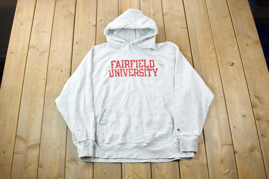 Vintage 1990s Champion Original Reverse Weave Fairfield University Hoodie Sweatshirt