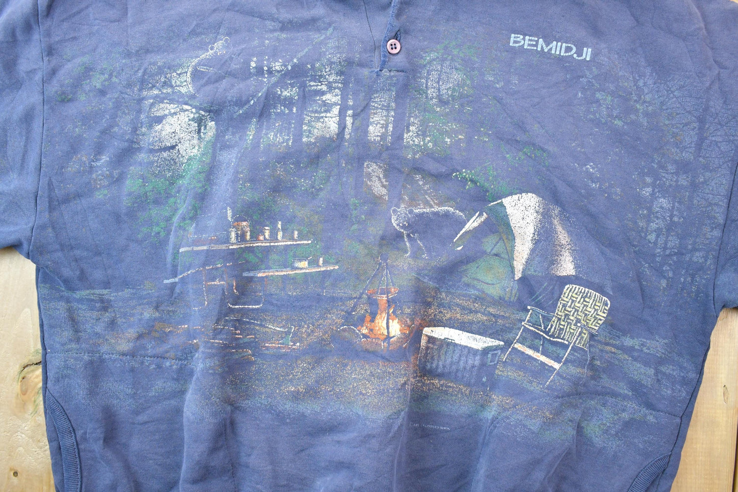 Vintage 1990s Bemidji Art Unlimited All Over Print Bear Campground Crewneck