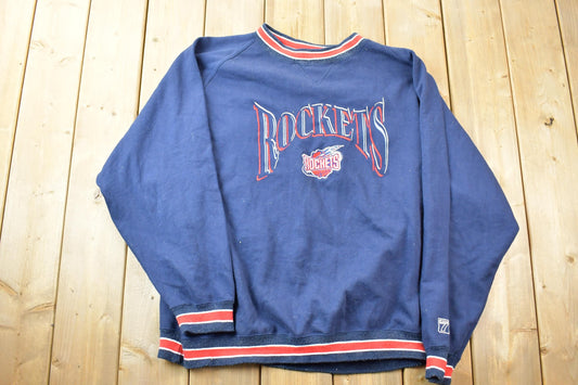 Vintage 1990s NBA Houston Rockets Logo 7 Heavy Cotton Embroidered Crewneck Sweatshirt