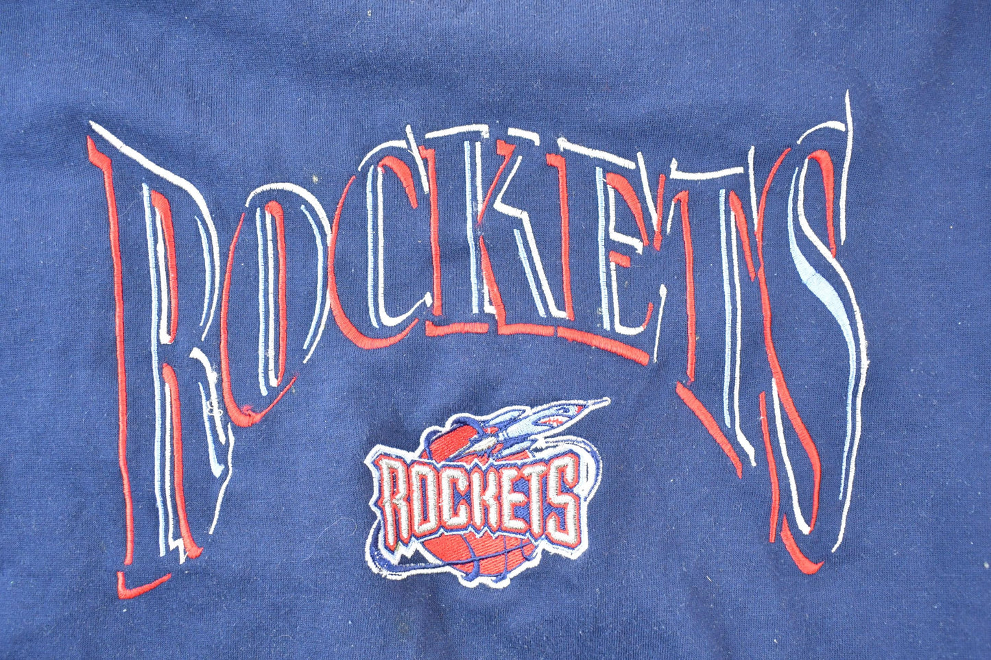 Vintage 1990s NBA Houston Rockets Logo 7 Heavy Cotton Embroidered Crewneck Sweatshirt