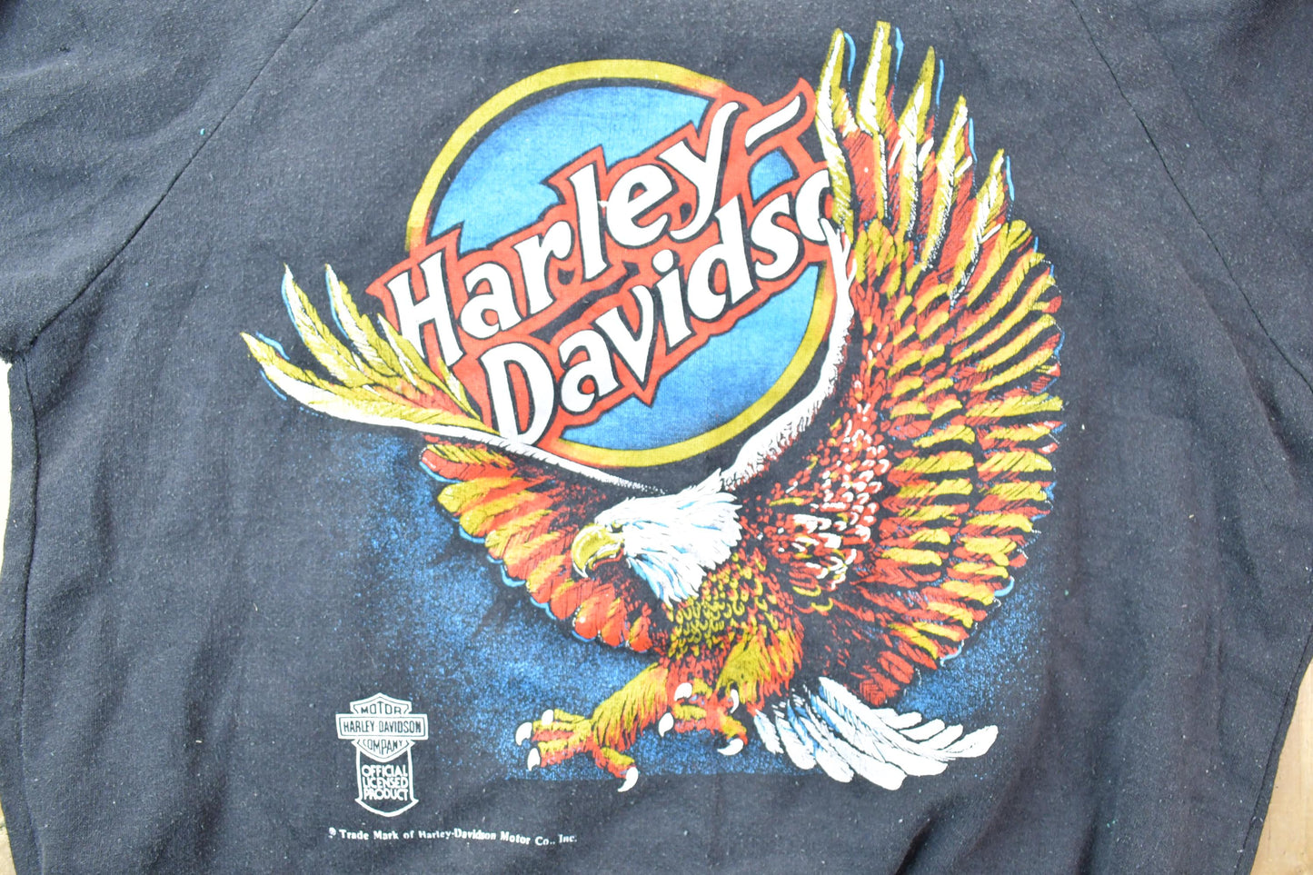 Vintage 1980s Harley Davidson Eagle Logo Double Sided Crewneck Sweatshirt