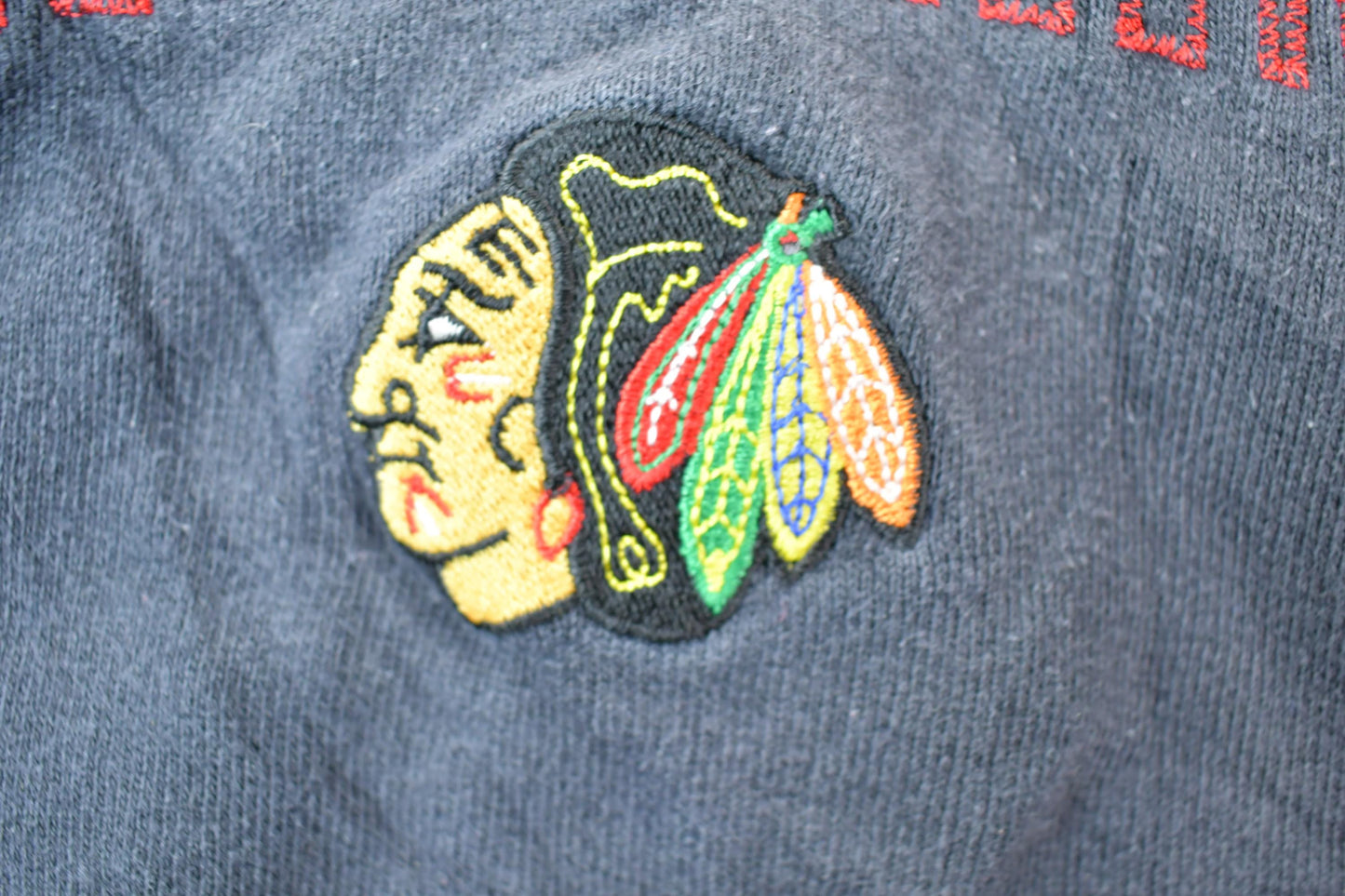 Vintage 1990s Chicago Blackhawks Heavy Cotton Bulletin NHL Hockey Crewneck Sweatshirt