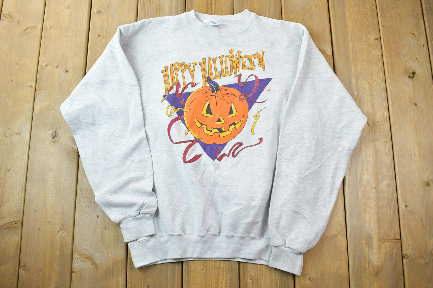 Vintage 1990s Happy Halloween Cute Pumpkin Santee Crewneck Sweater