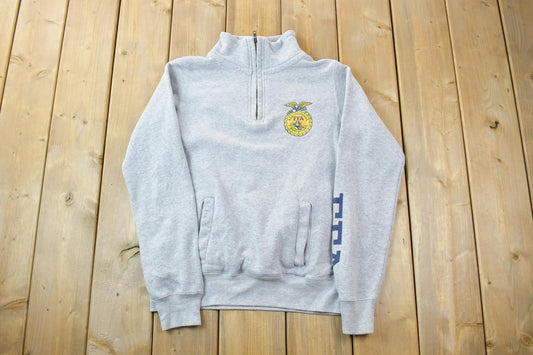 Vintage 1990s FFA Agriculture Mock Neck Quarter Zip Sweatshirt