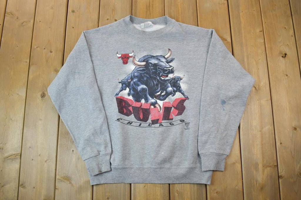 Vintage 1990s Chicago Bulls Wild 3D Bull NBA Crewneck Sweatshirt