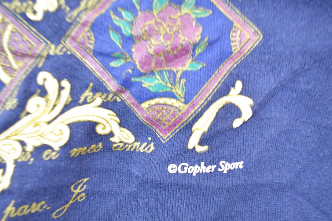 Vintage 1990s Gopher Sport Floral Theme French Cute Crewneck Sweater