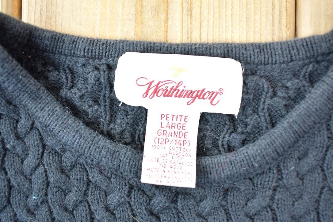 Vintage 1990s Worthington 3D Coloured Cable Knit Crewneck Sweater