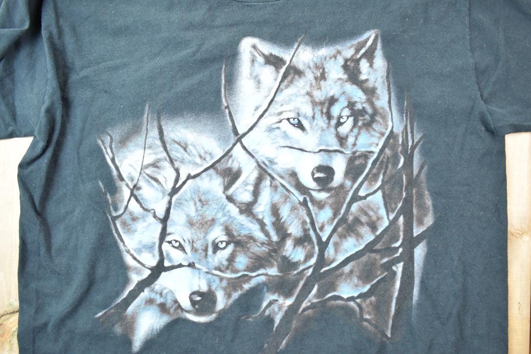 Vintage 1990s 2 Wolves Nature Crewneck