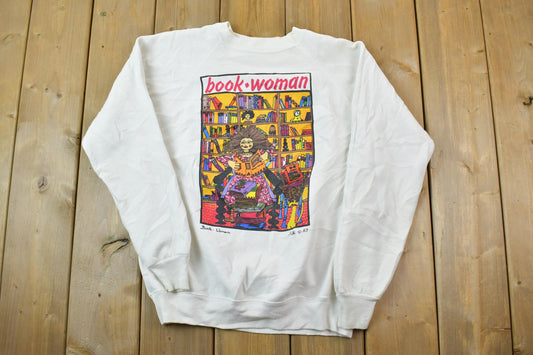 Vintage 1990s Book Woman Cute Crewneck Sweater