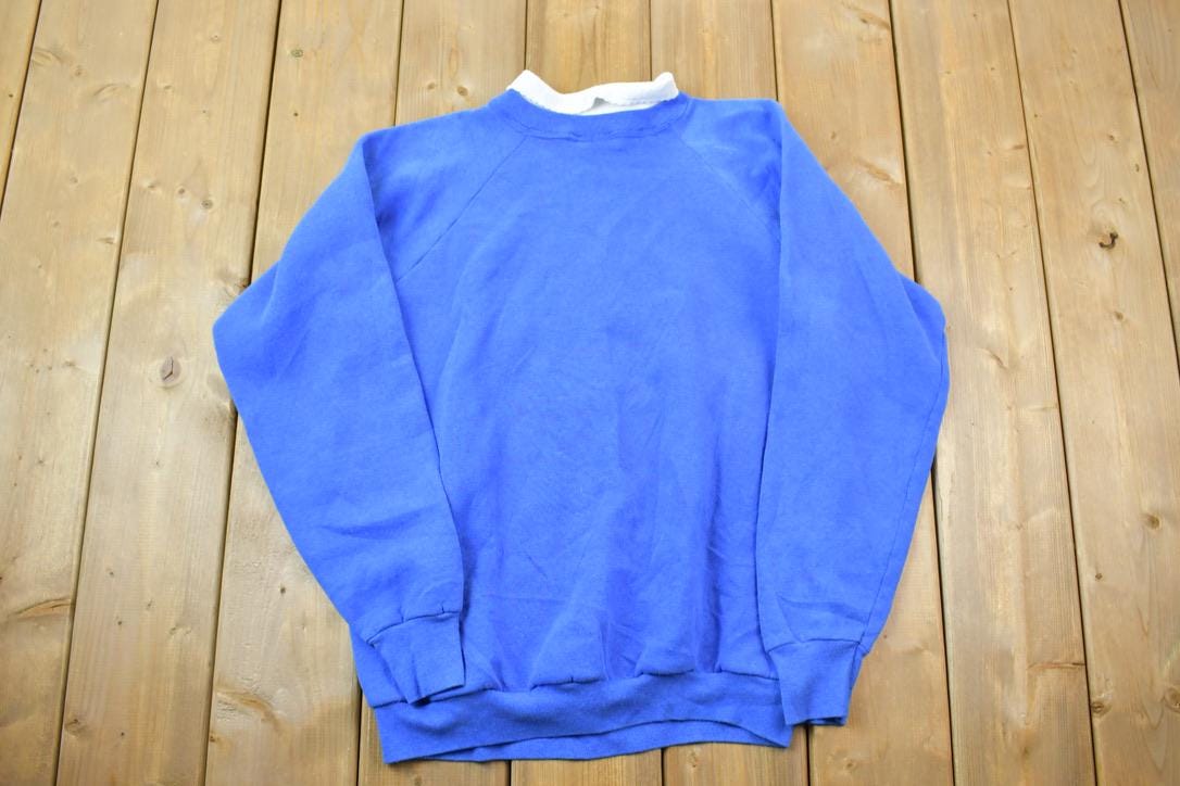 Vintage 1990s Country At Heart Cat Theme Double Collar Cute Crewneck Sweater