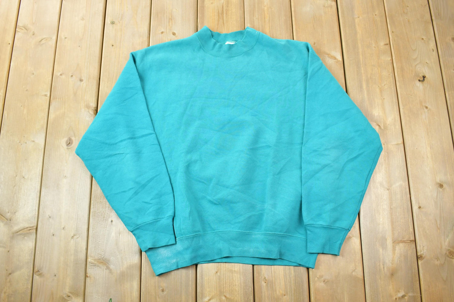 Vintage 1990s Teal Blank Crewneck Sweatshirt