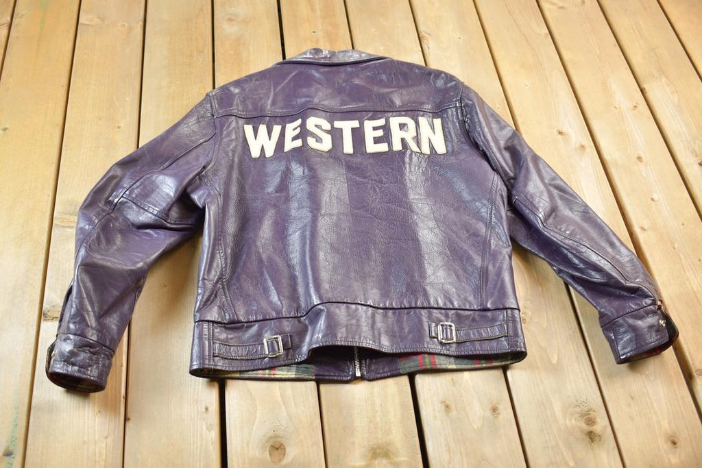 Vintage 1970s Western University  Leather Varsity Jacket