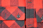 Vintage 1960s Red Buffalo Plaid Heavy Weight Wool Button Up