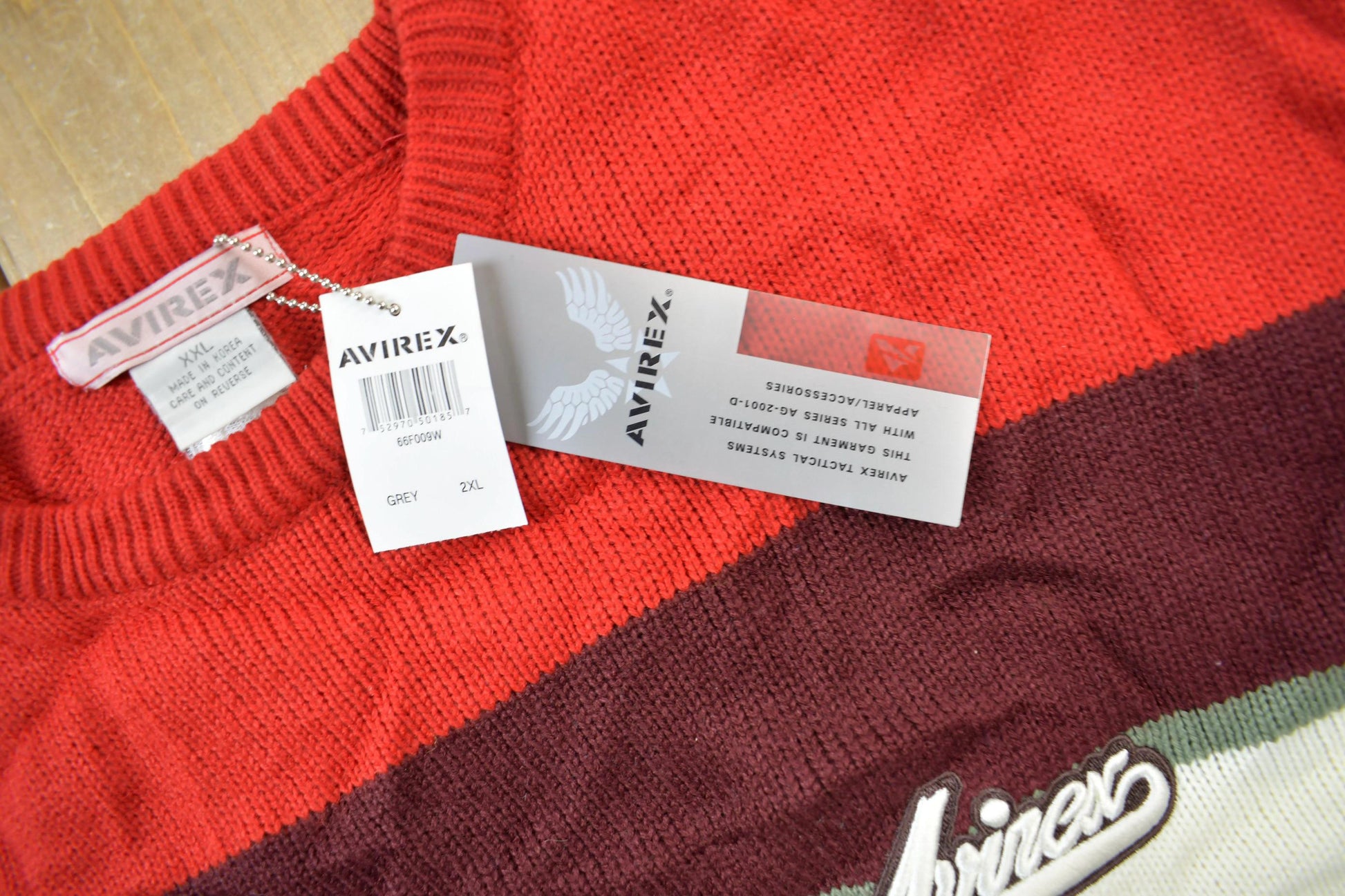 Vintage 1990s Deadstock Avirex Striped Knit Crewneck Sweater