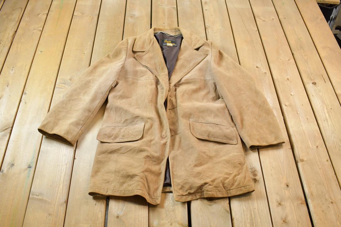 Vintage 1970s George Richards Genuine Leather Blazer Jacket Size 42