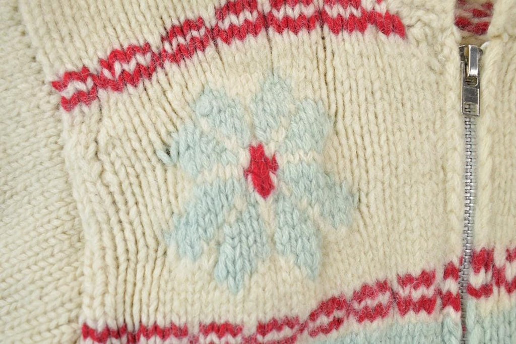 Vintage 1970s Golden Keel 100% Wool Full Zip Knit Christmas Sweater