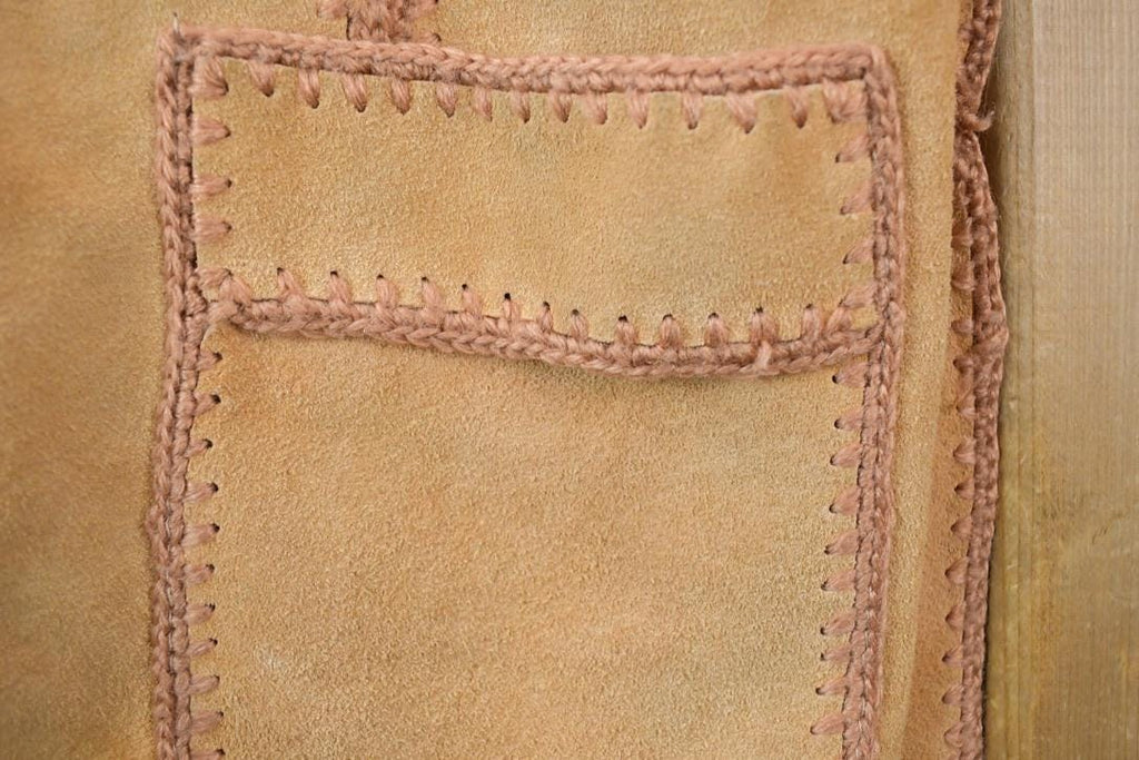 Vintage 1970s Crazy Suede Patchwork Knit Button Up Sweater