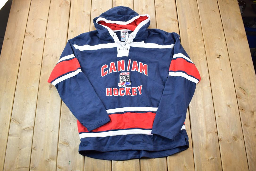 Vintage 1990s NHL Can Am Hockey Hooded Sweatshirt
