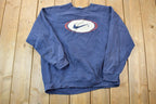 Vintage 1990s Nike Grey Tag Navy Swoosh Crewneck Sweatshirt