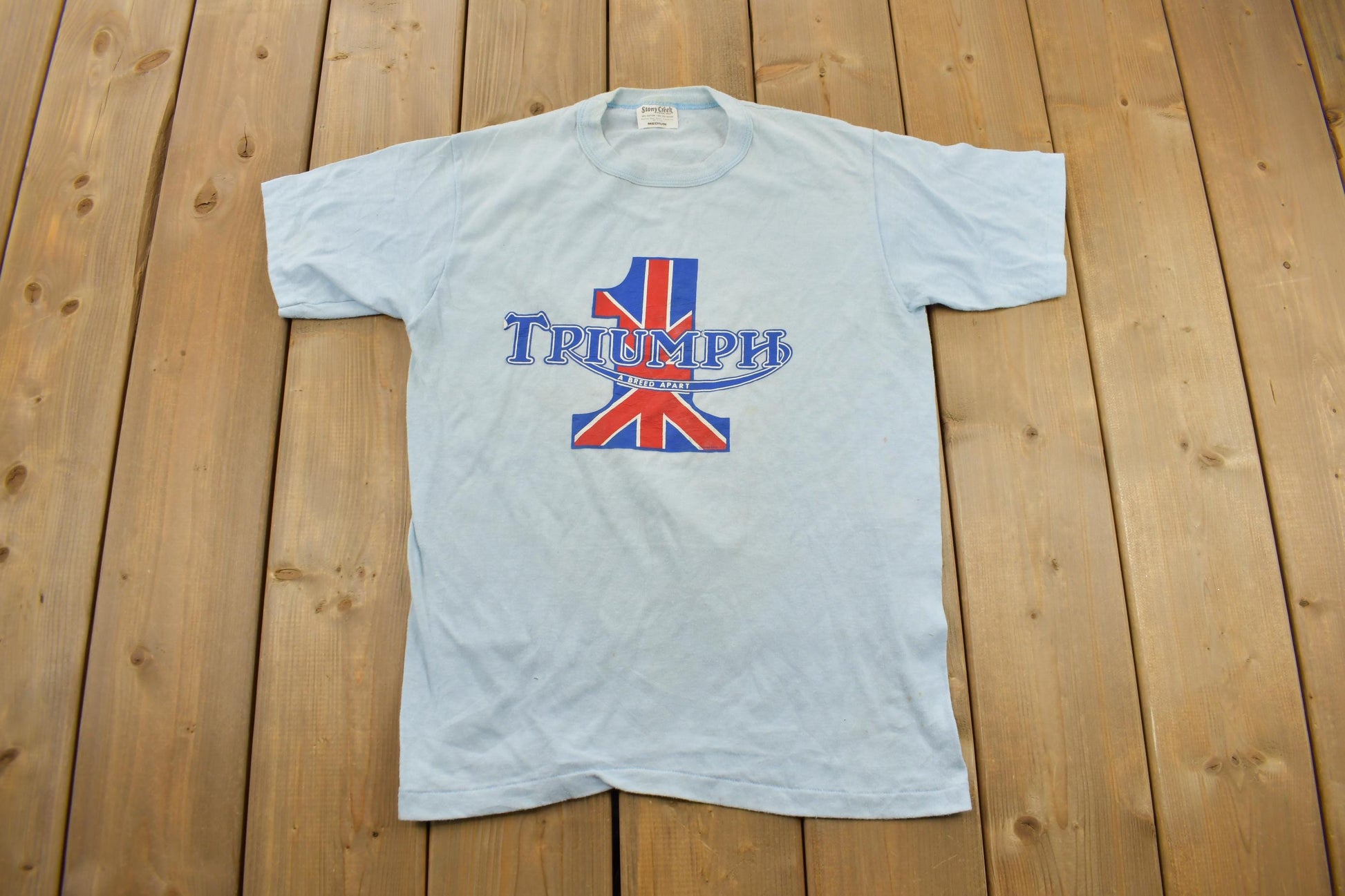 Vintage 1980s Triumph Motorcycles Single Stitch Graphic T-Shirt Made In USA