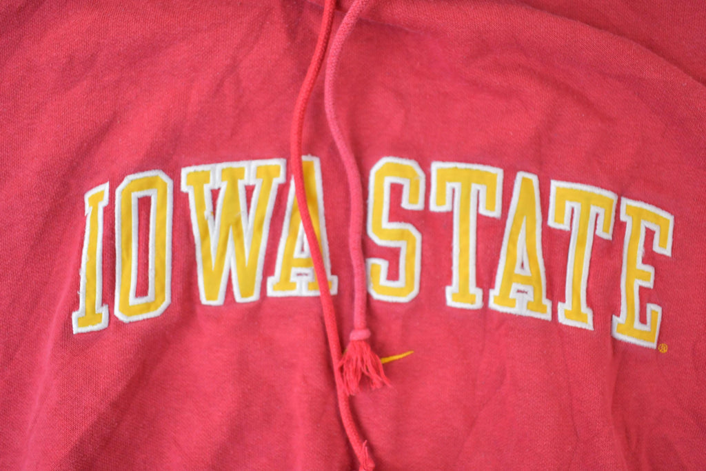 Vintage 1990s Nike Iowa State Embroidered Mini Swoosh Hoodie Sweatshirt