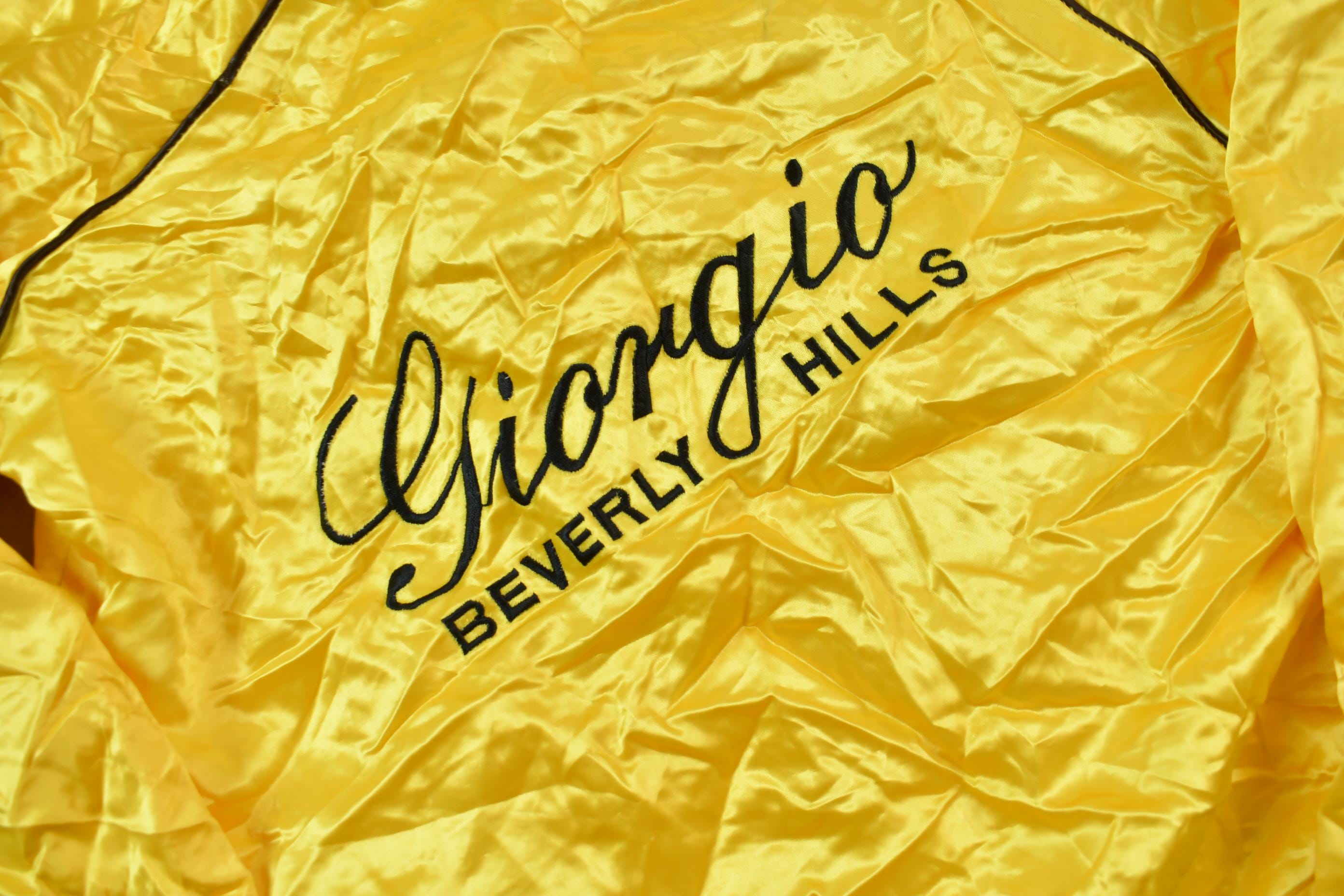 Vintage 1970s Giorgio Beverly Hills Snap Button Yellow Satin Jacket